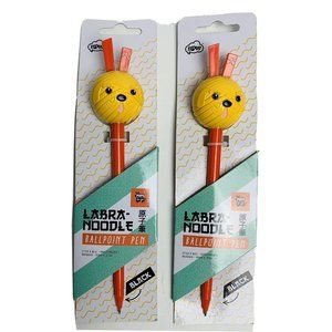 Two NPW Labra Noodle Pups to Go Black Ballpoint Pen Set Of 2